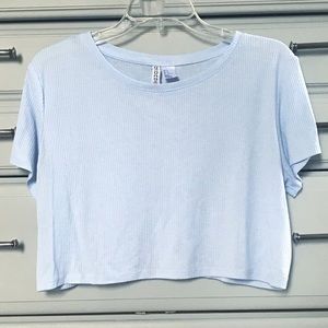 Divided Baby Blue Cropped Ribbed Tee